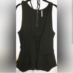 Free People Black Lace-Up Tank Top